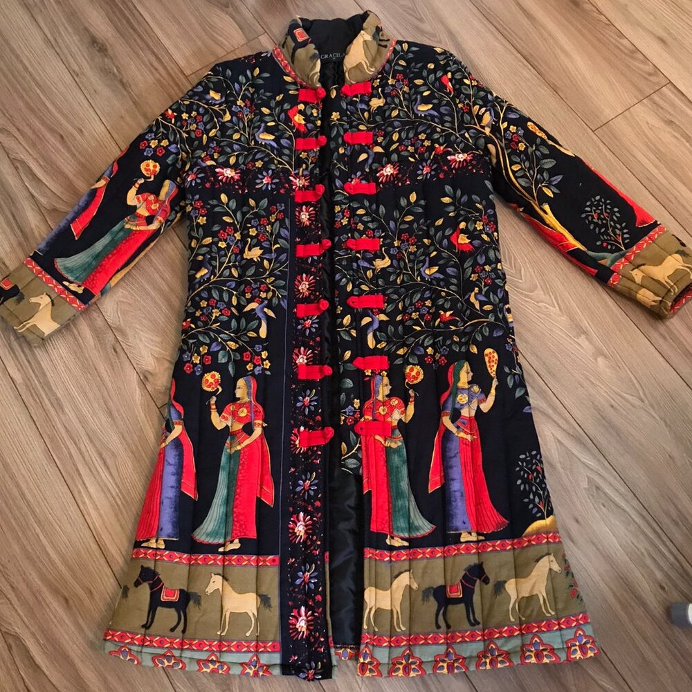 Vintage Gracila Quilted Statement Women's Coat Jacket Size M Medium